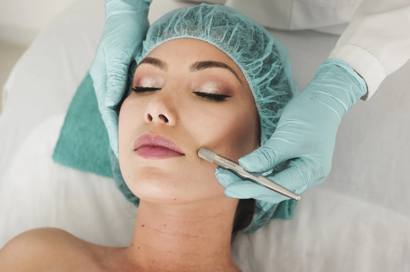 A close, calm moment during a skincare treatment at Lumea